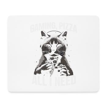 Drôles de chats Jeux Pizza Gamer Gamer Jeux - Tapis de souris (format paysage) - blanc - Devant