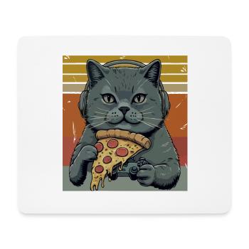 Funny Cats Gaming Pizza Gamer Gamer Gaming - Mouse Pad (horizontal) - white - Front