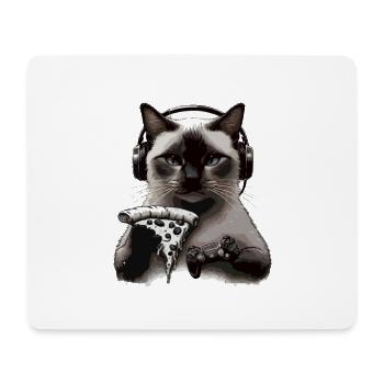 Funny Cats Gaming Pizza Gamer Gamer Gaming - Mouse Pad (horizontal) - white - Front