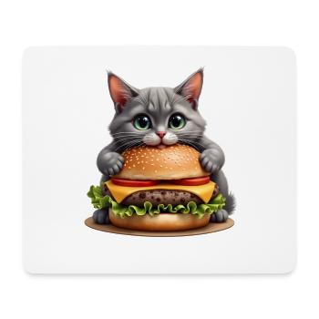 Cat Fast Food Burger Cats Hamburger Cat Lover - Mouse Pad (horizontal) - white - Front