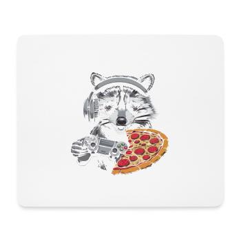 Funny Raccoon Gaming Pizza Gamer Gamer Gaming - Mouse Pad (horizontal) - white - Front