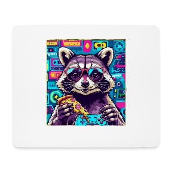 Funny Raccoon Gaming Pizza Gamer Gamer Gaming - Mouse Pad (horizontal) - white - Front