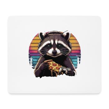 Funny Raccoon Gaming Pizza Gamer Gamer Gaming - Mouse Pad (horizontal) - white - Front