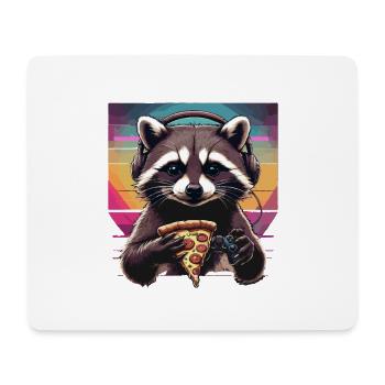 Funny Raccoon Gaming Pizza Gamer Gamer Gaming - Mouse Pad (horizontal) - white - Front