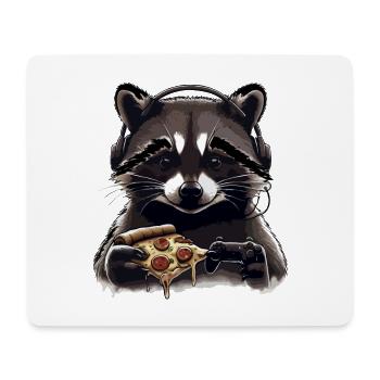 Funny Raccoon Gaming Pizza Gamer Gamer Gaming - Mouse Pad (horizontal) - white - Front