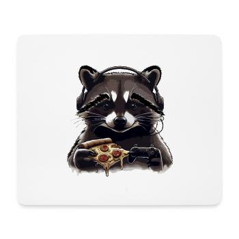 Funny Raccoon Gaming Pizza Gamer Gamer Gaming - Mouse Pad (horizontal) - white - Front