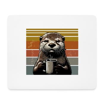 Lustiges Otter Coffee Zoo Retro Kaffee All I Need - Mousepad (Querformat) - Weiß - Vorne