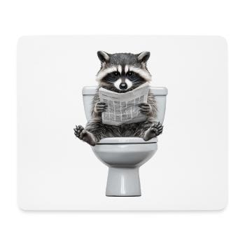 Funny raccoon on toilet with newspaper zoo pet - Mouse Pad (horizontal) - white - Front