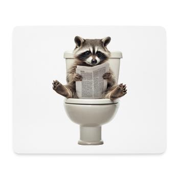 Funny raccoon on toilet with newspaper zoo pet - Mouse Pad (horizontal) - white - Front