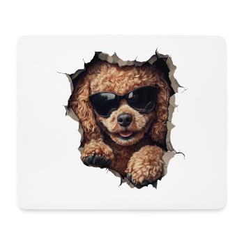 Drôle de chien propriétaire Chien mignon caniche - Tapis de souris (format paysage) - blanc - Devant