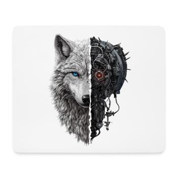 Lustiger Roboter Kunst Wolf Cyborg Tier AI Wolf - Mousepad (Querformat) - Weiß - Vorne