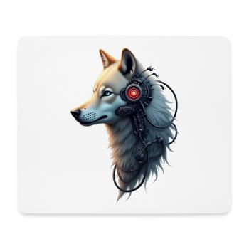 Funny Robot Art Wolf Cyborg Animal AI Wolf - Mouse Pad (horizontal) - white - Front