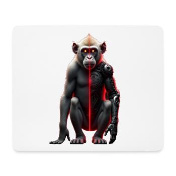 Lustiger Roboter Kunst Affe Cyborg Tier AI Monkey - Mousepad (Querformat) - Weiß - Vorne