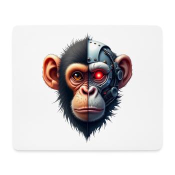 Lustiger Roboter Kunst Affe Cyborg Tier AI Monkey - Mousepad (Querformat) - Weiß - Vorne