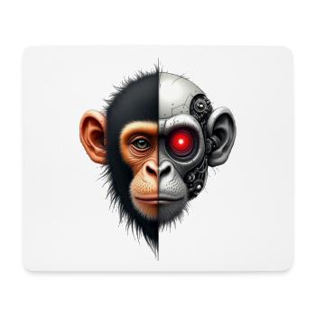 Lustiger Roboter Kunst Affe Cyborg Tier AI Monkey - Mousepad (Querformat) - Weiß - Vorne