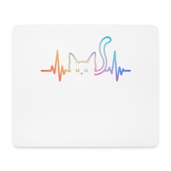 Cats Cat Owner Cute Pet Heartbeat ECG - Mouse Pad (horizontal) - white - Front