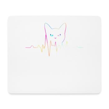 Chats Chat Propriétaire Mignon Animal Heartbeat ECG - Tapis de souris (format paysage) - blanc - Devant