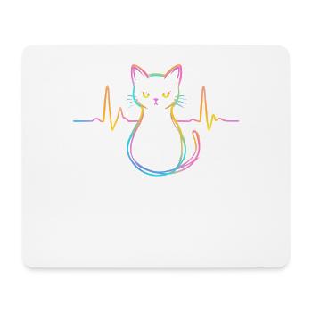 Chats Chat Propriétaire Mignon Animal Heartbeat ECG - Tapis de souris (format paysage) - blanc - Devant