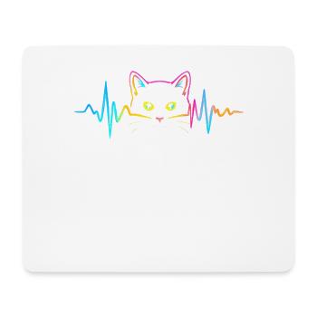 Cats Cat Owner Cute Pet Heartbeat ECG - Mouse Pad (horizontal) - white - Front