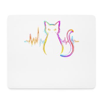 Chats Chat Propriétaire Mignon Animal Heartbeat ECG - Tapis de souris (format paysage) - blanc - Devant
