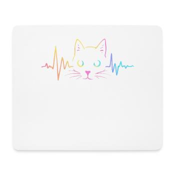 Chats Chat Propriétaire Mignon Animal Heartbeat ECG - Tapis de souris (format paysage) - blanc - Devant