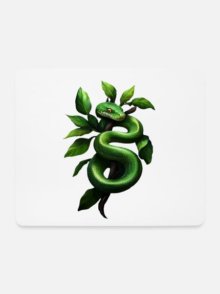 Grüner Baumpython Schlangen Liebhaber Terrarium - Mousepad (Querformat) - Weiß