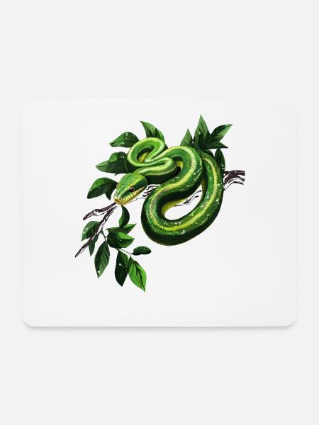 Grüner Baumpython Schlangen Liebhaber Terrarium - Mousepad (Querformat) - Weiß