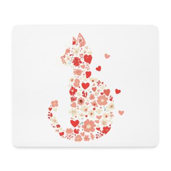 Blumen Katze für Katzen Besitzer und Valentinstag - Mousepad (Querformat) - Weiß - Vorne