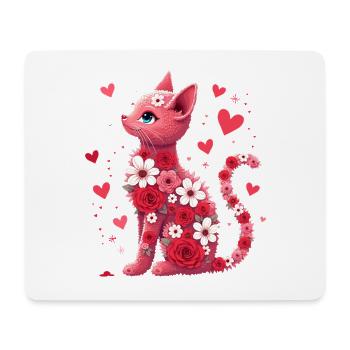 Blumen Katze für Katzen Besitzer und Valentinstag - Mousepad (Querformat) - Weiß - Vorne