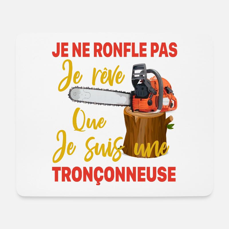 Ich bin nicht schnarchen, ich träume Kettensäge - Mousepad (Querformat) - Weiß