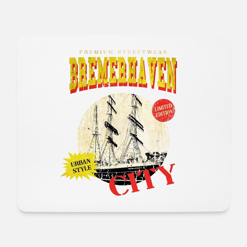 Bremerhaven Deutschland Stadt Skyline Vintage - Mousepad (Querformat) - Weiß
