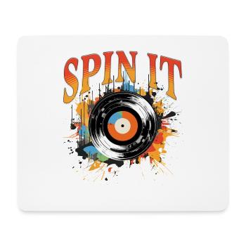 Disque Vinyle LP Platine Rétro - Tapis de souris (format paysage) - blanc - Devant