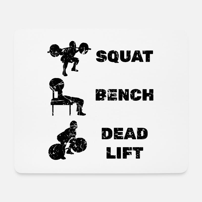 Squat Bench Deadlift Powerlifting - Mousepad (Querformat) - Weiß