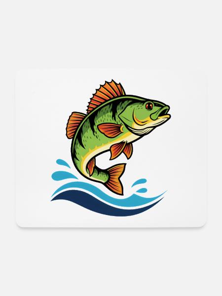 Bunter Flussbarsch Barsch Angeln - Mousepad (Querformat) - Weiß