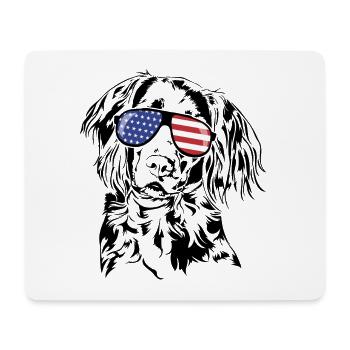 KLEINER MÜNSTERLÄNDER Amérique Flag Dogs Wilsigns - Tapis de souris (format paysage) - blanc - Devant