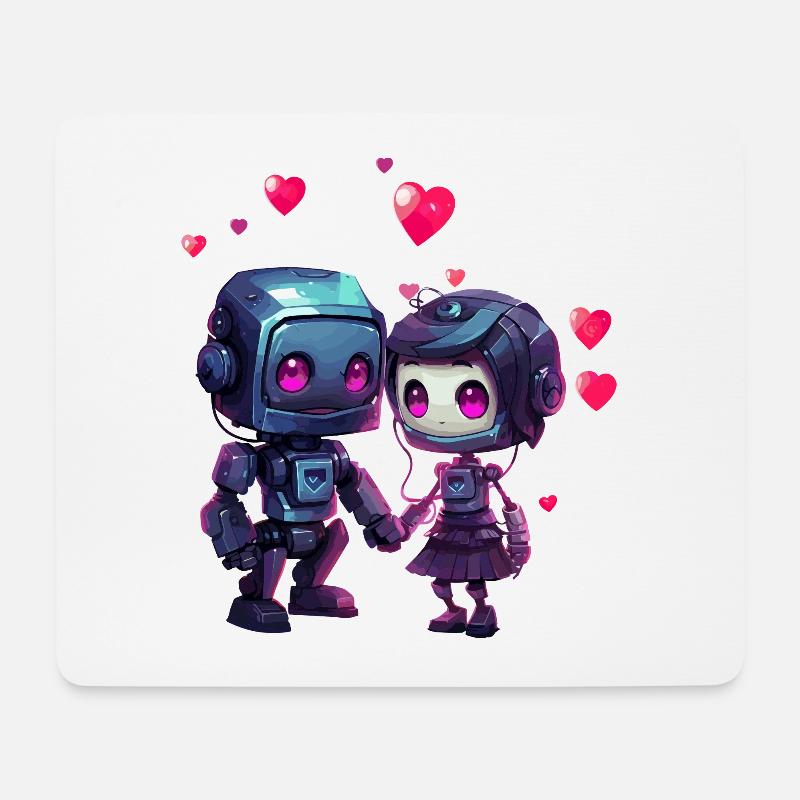 ROBOTER LOVE Design - Mousepad (Querformat) - Weiß