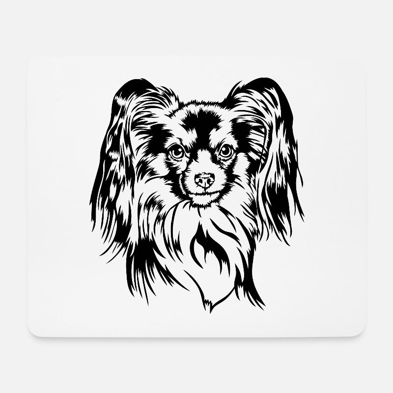 Papillon Portrait Hunde Hund Wilsigns - Mousepad (Querformat) - Weiß