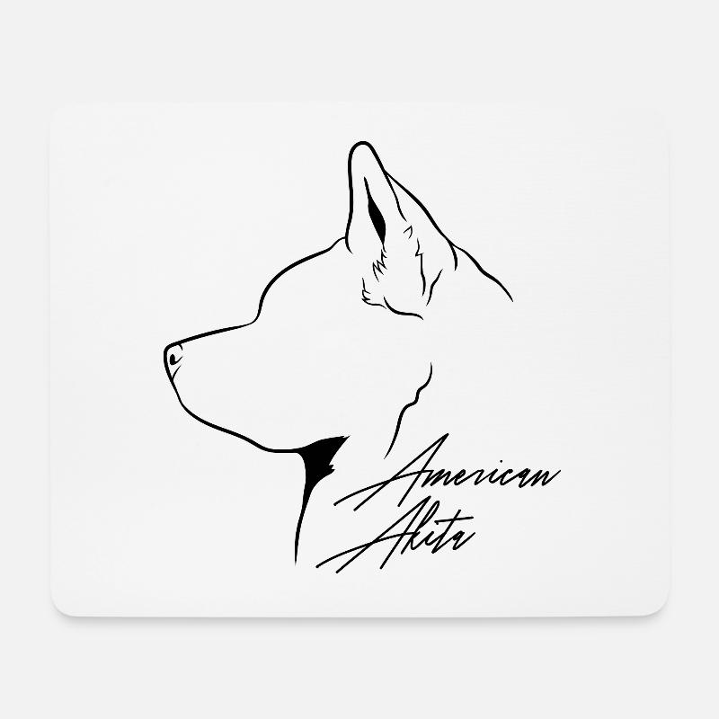 American Akita Profil Hunde Hund Wilsigns - Mousepad (Querformat) - Weiß