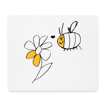Biene und Blume - Mousepad (Querformat) - Weiß - Vorne