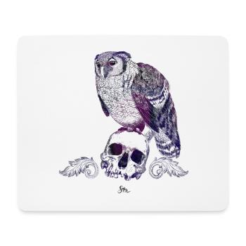 Milchuhu und Schädel mit Ornamenten - Mousepad (Querformat) - Weiß - Vorne