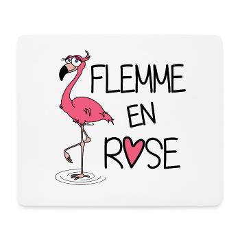 Flamant Rose / Flemme en Rose - Tapis de souris (format paysage) - blanc - Devant