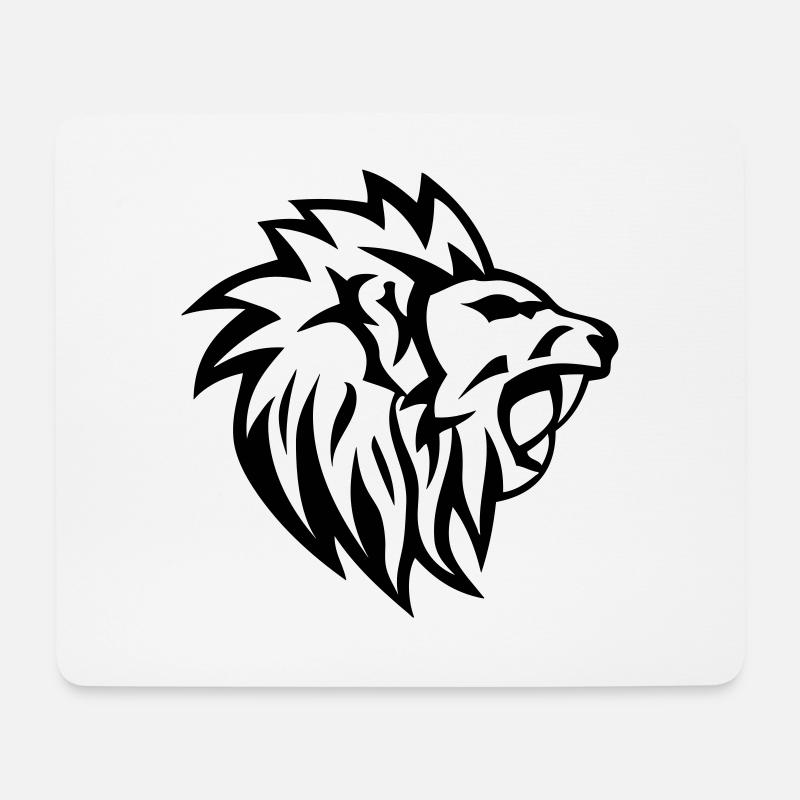 Tribal Lion Tattoo Zeichnung 14 - Mousepad (Querformat) - Weiß