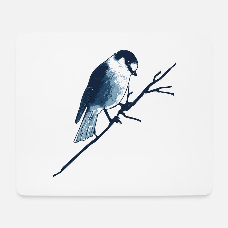 Spatz auf Ast - Mousepad (Querformat) - Weiß
