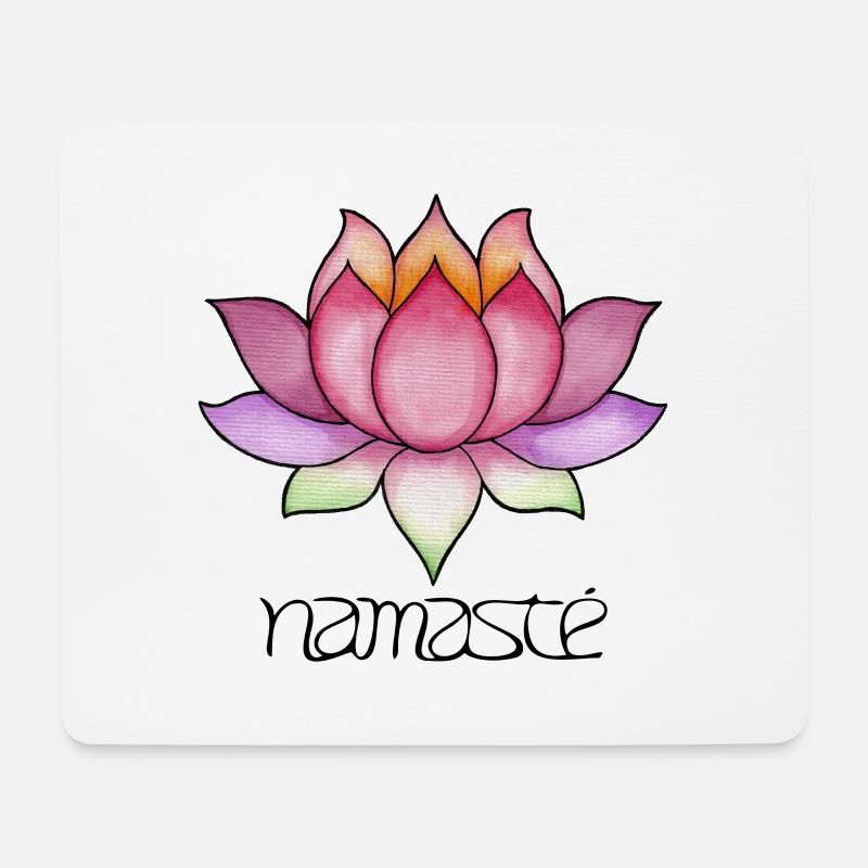 Lotusbluete Schriftzug Namaste yoga symbol - Mousepad (Querformat) - Weiß