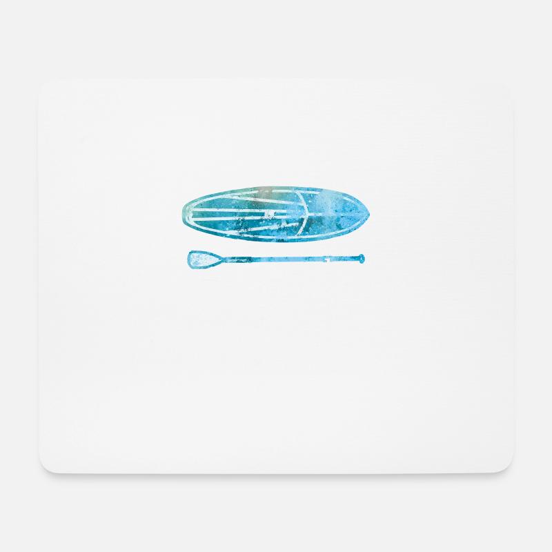 Stand Up Paddle Board SUP mit Paddel Aquarell - Mousepad (Querformat) - Weiß