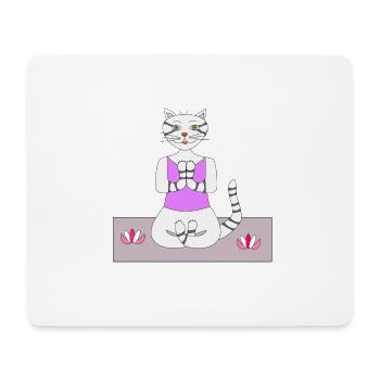 Yoga cat yoga cat wellness relaxation - Mouse Pad (horizontal) - white - Front