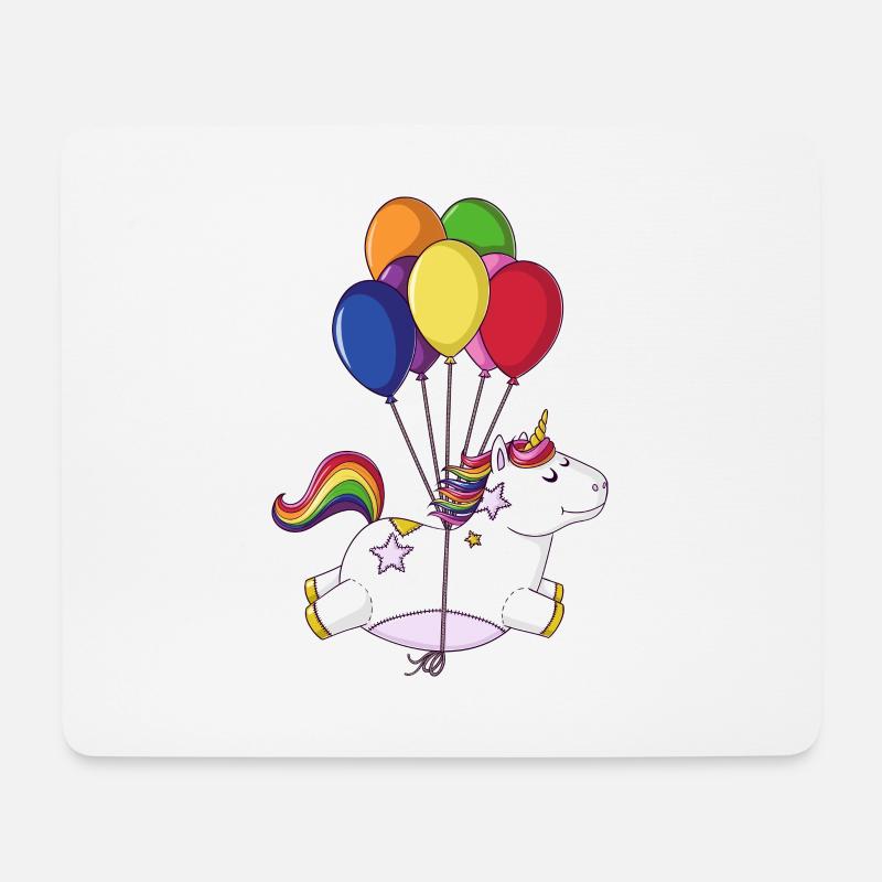 Fliegendes Regenbogen Comic Einhorn Ballons - Mousepad (Querformat) - Weiß