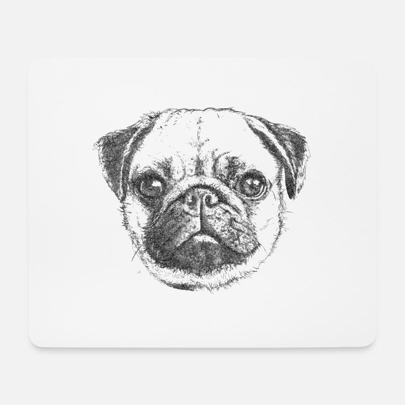 PUG | MOPS - GEZEICHNET - Mousepad (Querformat) - Weiß