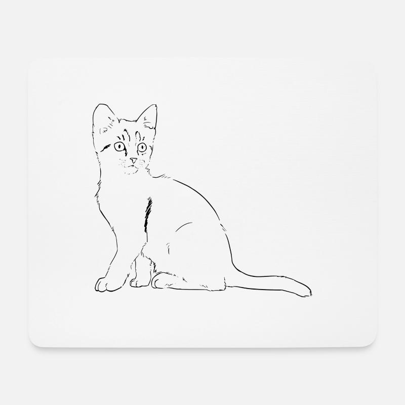 Katze Illustration - Mousepad (Querformat) - Weiß