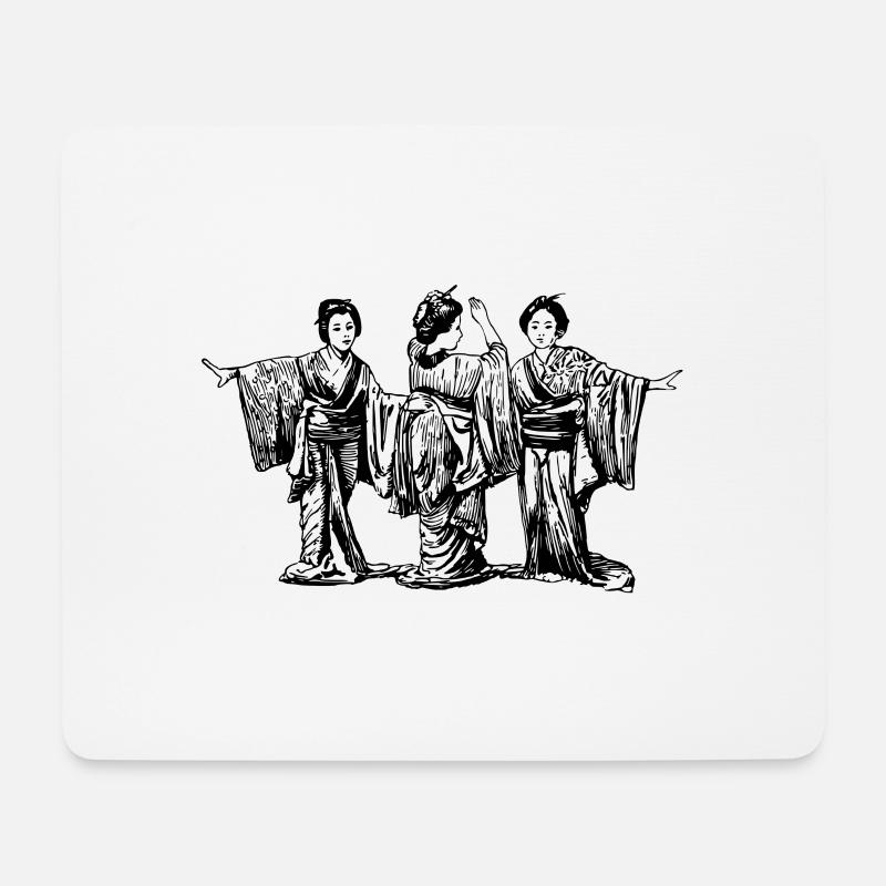 Geishas illustration - Mouse Pad (horizontal) - white